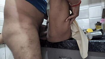 Indian college girl gets drilled by stepbrother in kitchen