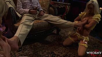 Two blonde escorts get their asses fucked hard.