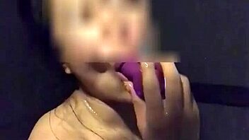 Asian Slut Wife Masturbates with Dildo in Gym Shower Solo.