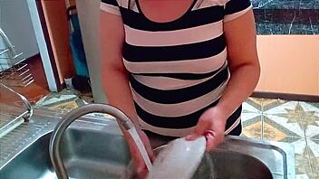 stepson's friend sneaks in to bang me during dishwashing