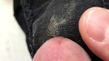 Guy Places His Cock On Girlfriend's Dirty Panties For A Teasing Moment