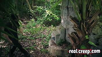 blonde slim babe lost in forest encounters horny pursuer