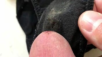 Guy Places His Cock On Girlfriend's Dirty Panties For A Teasing Moment
