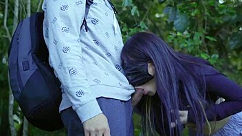 Outdoor hiking turns into hot sex vlog with asian girlfriend and big tits