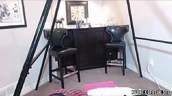 Maxine x rides dildo in uniform cumming on asian pussy 🍑