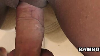Ebony close up cum inside in interracial pov