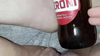 Pregnant Gretala Excitedly Rubs Bottle on Her Juicy Pussy Lips