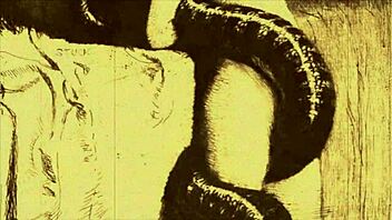 Винтажная эротическая иллюстрация показывает волосатые лесбийские сцены из ретро-эры страсти