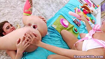 Girl loves when enema is pumped into her ass, and it happens again