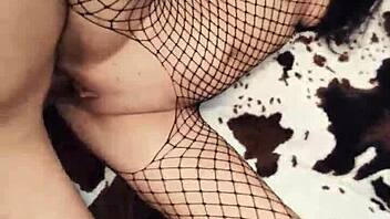 I’m obsessed with fishnet underwear on this milf for pov anal action