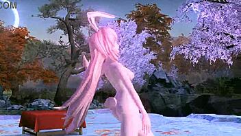 megurine luka goddess poses nude in single red leaf project diva mod