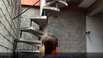 vov� offers her juicy ass to the young panties thief in red sheer lingerie