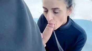 freezing at -10 degrees, sucking cock to warm my tongue with hot cum feels amazing.