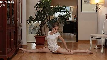 Flexible and cute girl Nicole Murkovski gets great pleasure from stretching her body