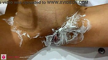 Close-Up Pussy Shaving of Beautiful Blonde with Natural Tits POV