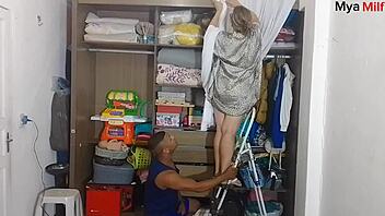 stepson bangs stepmom right on the stairs