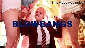 British Nurse Gets Spitroasted And Swallows Cum