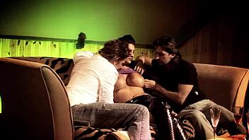 jodi james takes double facial after wild threesome banging