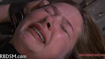 Wild binding of babe's sexy jugs in femdom sucking session