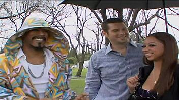 Slut brunette gets fingered in stockings on bed by huge cock.