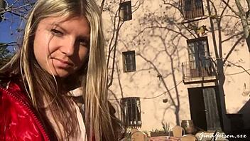 trip to barcelona turned wild with skinny blonde teen in public 😜