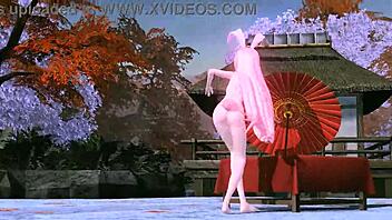 megurine luka goddess poses nude in single red leaf project diva mod