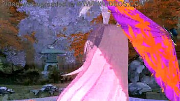 megurine luka goddess poses nude in single red leaf project diva mod