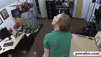 Blonde babe secretly pounded by sneaky pawn shop guy