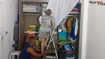 stepson bangs stepmom right on the stairs