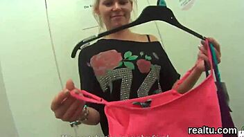 adorable teen undresses in shop, gets banged in pov