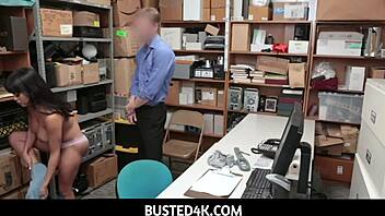 In busted4k, aryana amatista, a latina female, gets accused by the officer in the shop