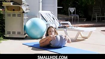Petite pornstar can't resist new fitness instructor's charm