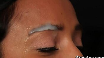 Nasty Babe Receives Bukkake Facial While Sucking