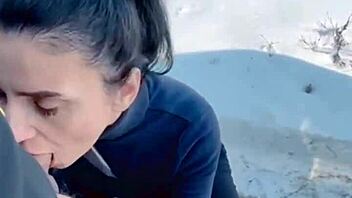 freezing at -10 degrees, sucking cock to warm my tongue with hot cum feels amazing.