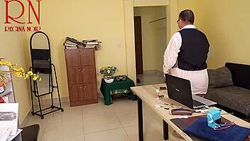 regina noir does yoga in office scene 6