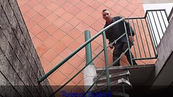 vov� offers her juicy ass to the young panties thief in red sheer lingerie