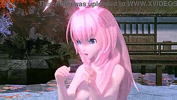 megurine luka goddess poses nude in single red leaf project diva mod