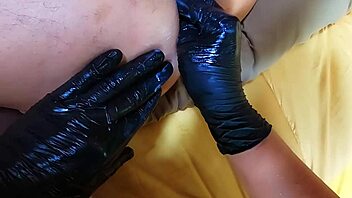 Threesome unfolds with deep anal fisting and POV blowjob