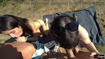 two couples swap partners and fuck outdoors with creampie