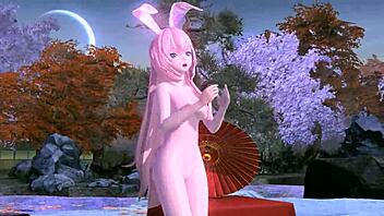megurine luka goddess poses nude in single red leaf project diva mod