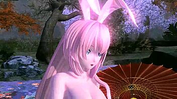 megurine luka goddess poses nude in single red leaf project diva mod