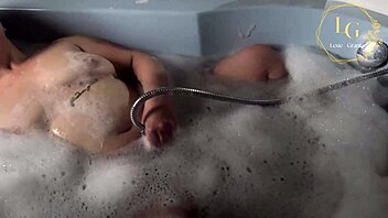 lexie grants, a chubby amateur, relaxes in the bathroom solo.