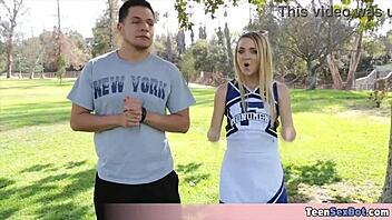 Skinny cheerleader stepsis fucks stepbro successfully