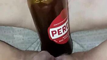 Pregnant Gretala Excitedly Rubs Bottle on Her Juicy Pussy Lips