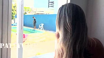 Blonde Wife Waits for Husband to Leave for Pool Cleaner