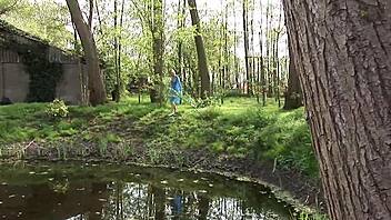 Deniska Plays Perverted Games With Masked Men Outside!