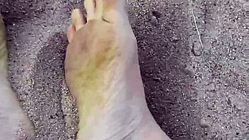 Love those bare feet in sand for foot fetish fun
