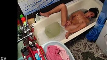 Barely legal step-sister caught on hidden cam in solo action