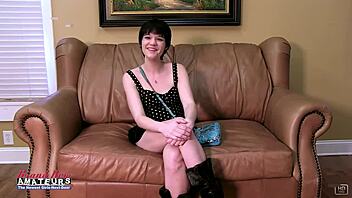 Petite brunette Cora licks balls and sucks hard cock 😍