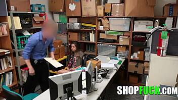 Teen thief caught stealing underwear got fucked hard at Shopfuck.